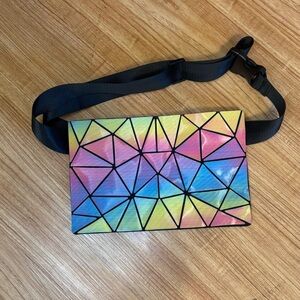 Rainbow Holographic Geometric‎ Fanny Pack Crossbody Chest Bag Waist Belt Bag